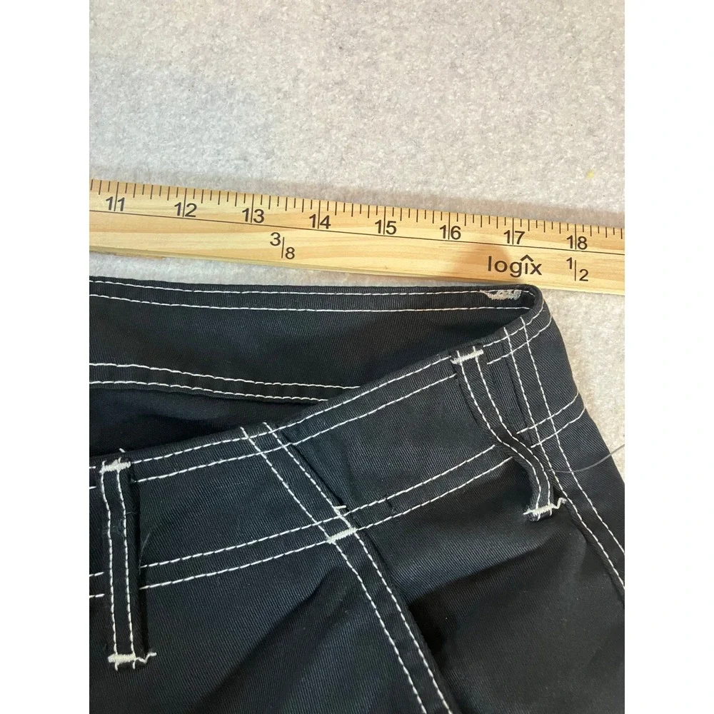 True Religion Mens Cargo Pants Black White Contrast Stitch Straight Leg Size 34